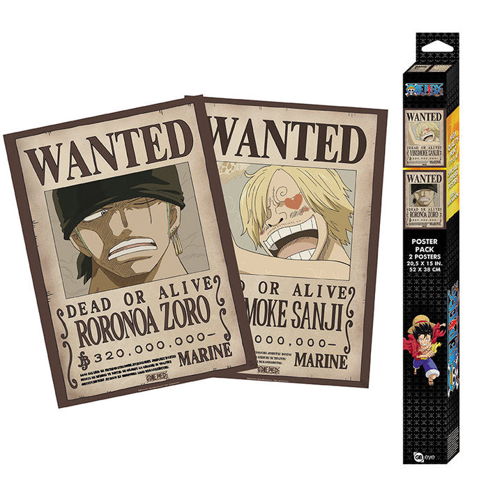 SET 2 CHIBI POSTERS WANTED ZORO & SANJI ONE PIECE