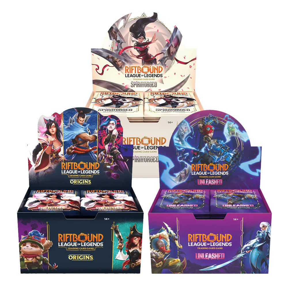 MEGA PACK 3 CAJAS DE SOBRES RIFTBOUND - ORIGINS + SPIRITFORGED + UNLEASHED (INGLÉS)