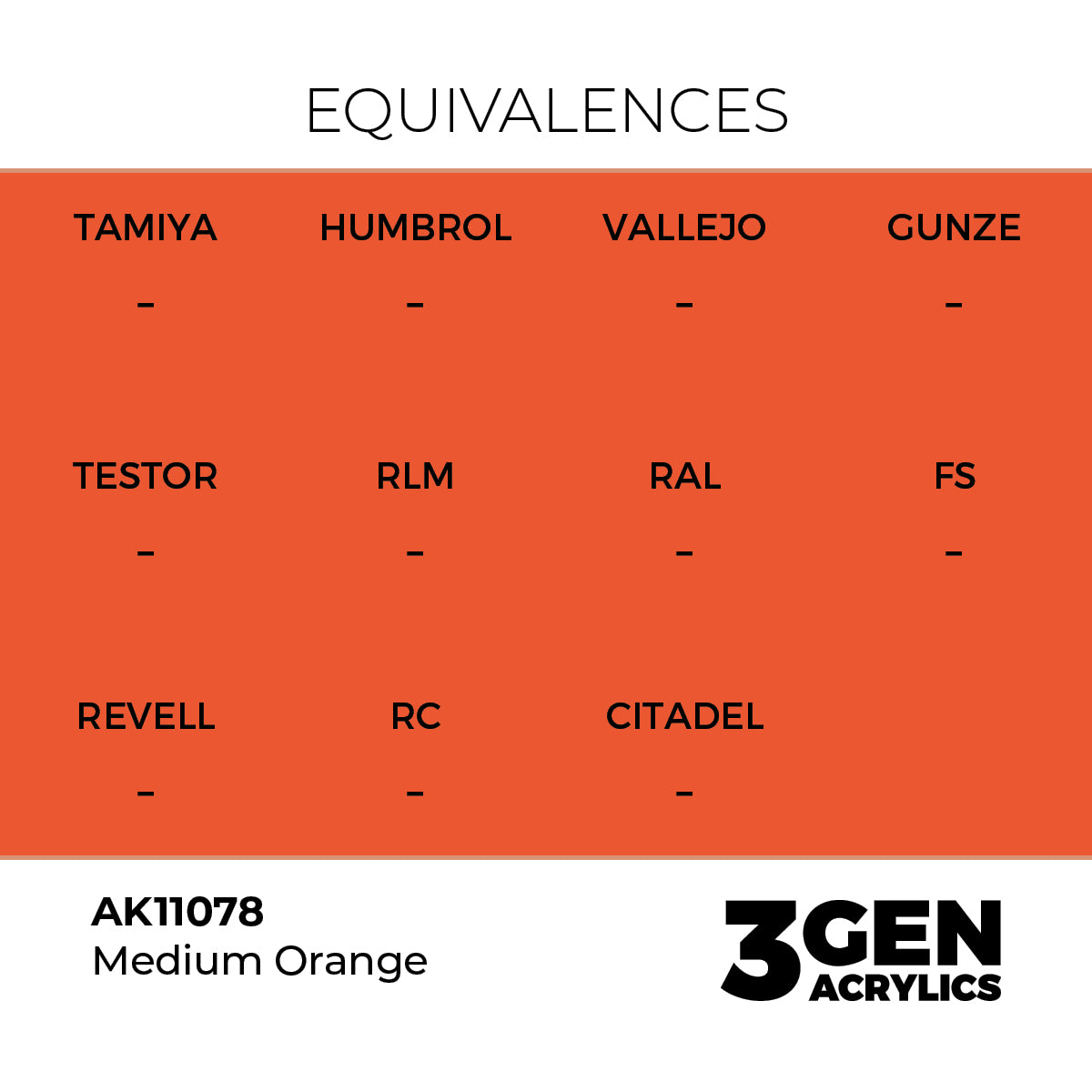 AK11078 - Medium Orange 17ml - NARANJA MEDIO – ESTANDAR – 3GEN PINTURA ACRILICA