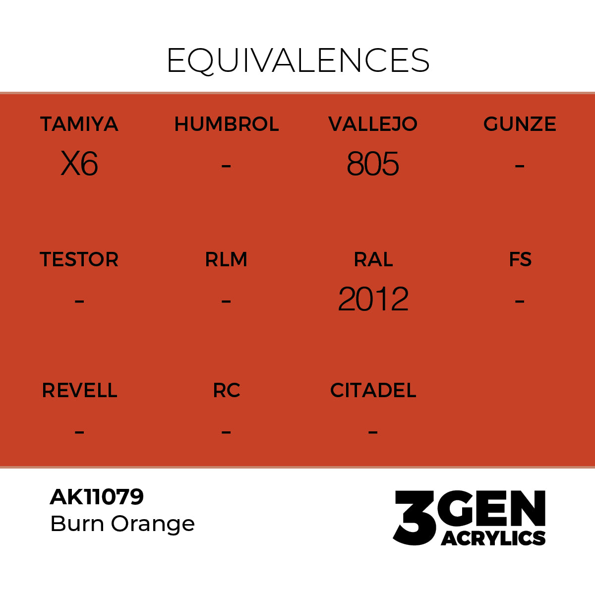 AK11079 - Burn Orange 17ml - NARANJA QUEMADO – ESTANDAR – 3GEN PINTURA ACRILICA