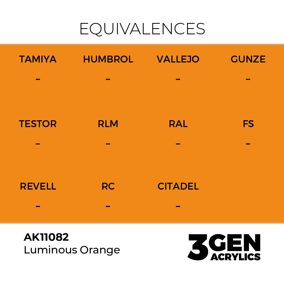 AK11082 - Luminous Orange 17ml - NARANJA LUMINOSO – ESTANDAR – 3GEN PINTURA ACRILICA