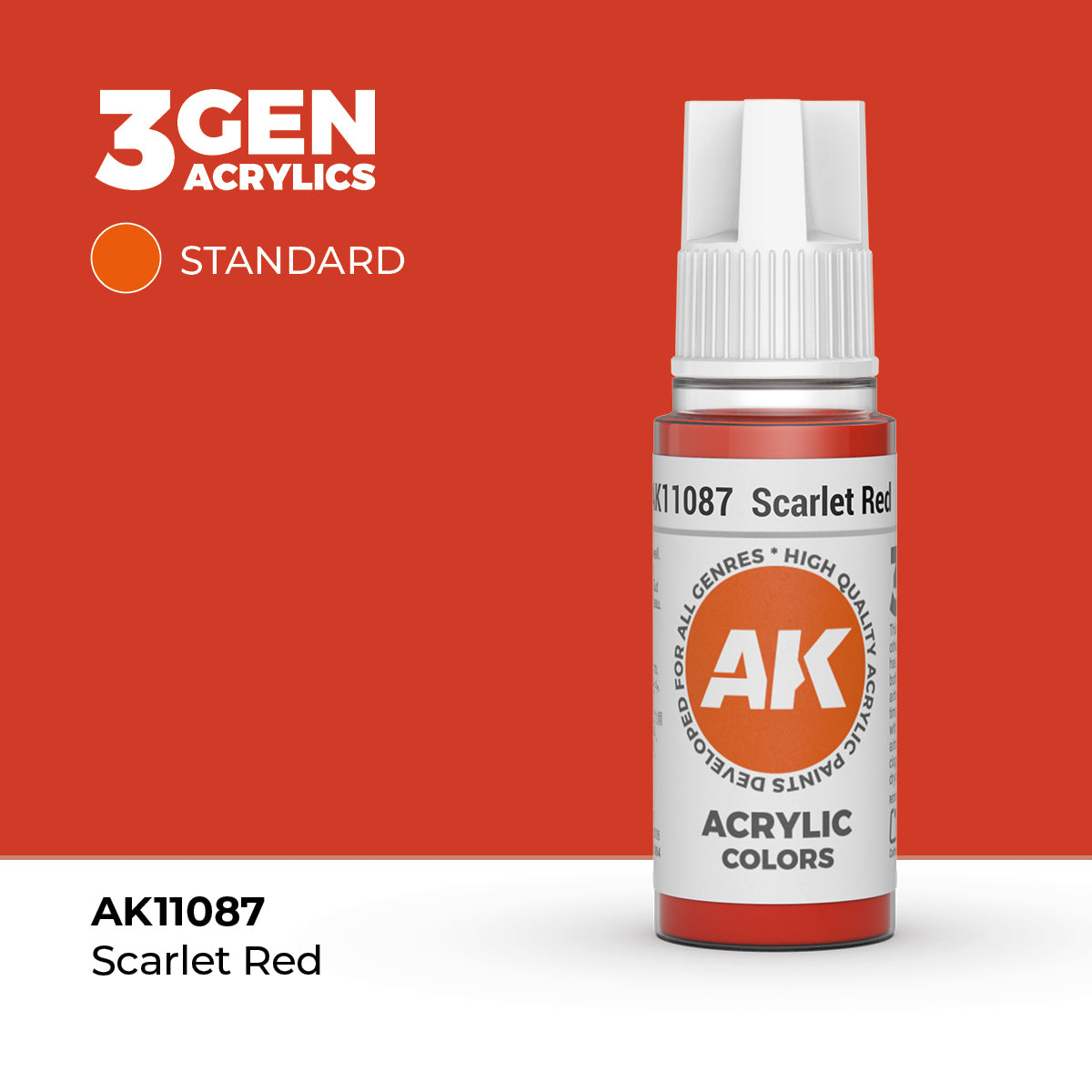 AK11087 - Scarlet Red 17ml - ROJO ESCARLATA – ESTANDAR – 3GEN PINTURA ACRILICA