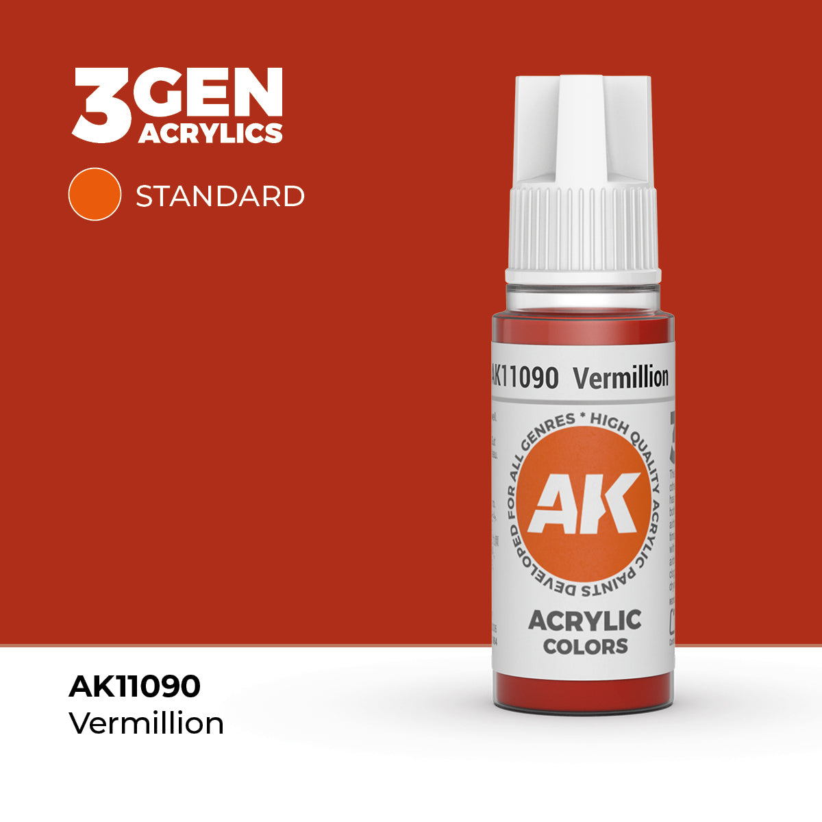 AK11090 - Vermillion 17ml - BERMELLÓN – ESTANDAR – 3GEN PINTURA ACRILICA
