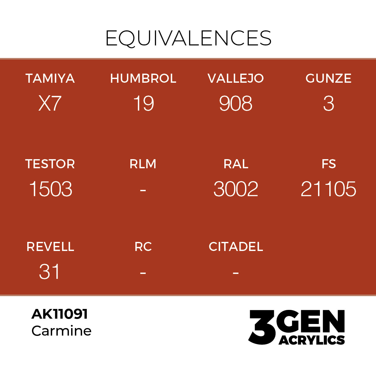 AK11091 - Carmine 17ml - CARMÍN – ESTANDAR – 3GEN PINTURA ACRILICA