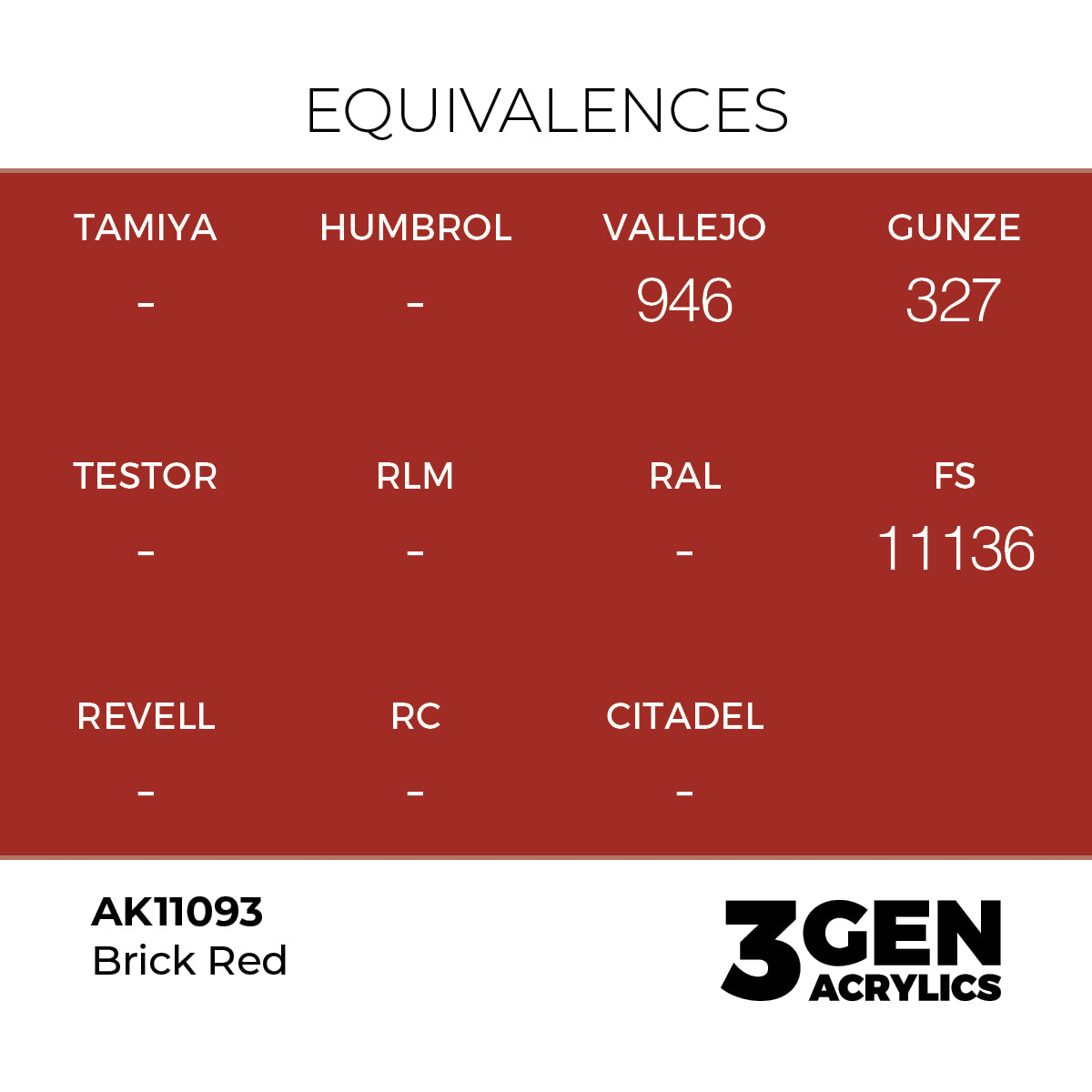 AK11093 - Brick Red 17ml - ROJO LADRILLO – ESTANDAR – 3GEN PINTURA ACRILICA
