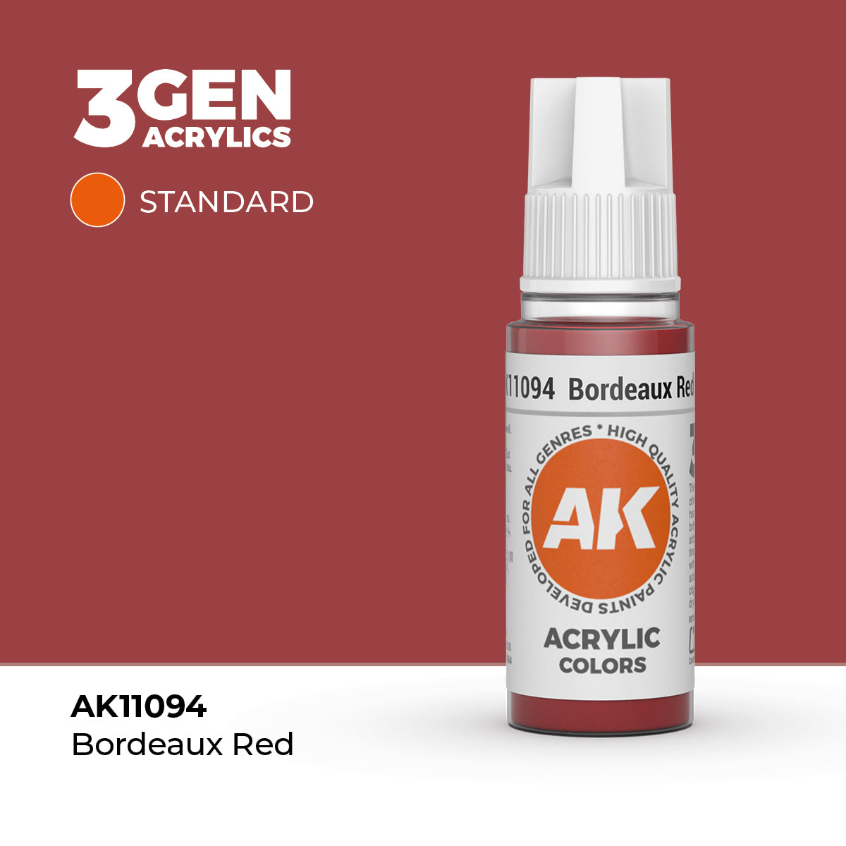 AK11094 - Bordeaux Red 17ml - ROJO BURDEOS – ESTANDAR – 3GEN PINTURA ACRILICA