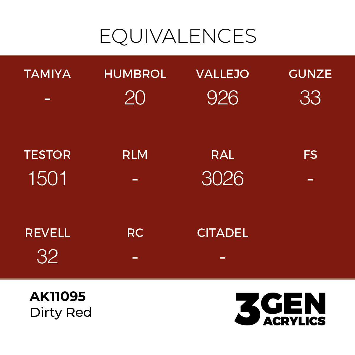 AK11095 - Dirty Red 17ml - ROJO SUCIO – ESTANDAR – 3GEN PINTURA ACRILICA
