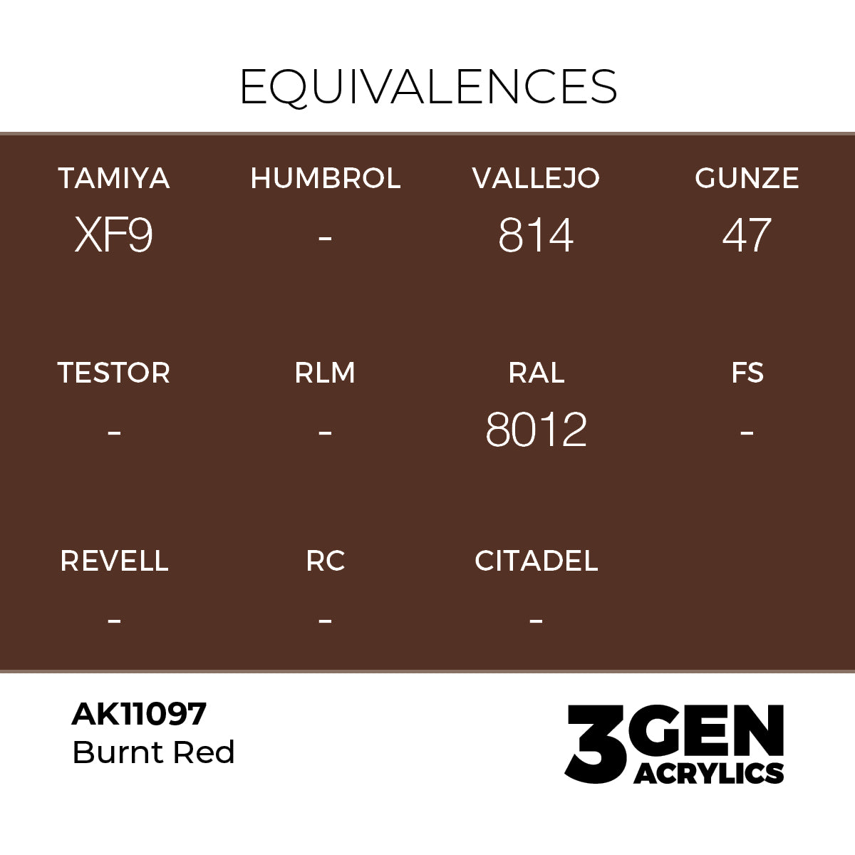 AK11097 - Burnt Red 17ml - ROJO QUEMADO – ESTANDAR – 3GEN PINTURA ACRILICA