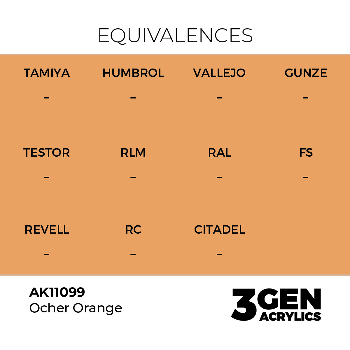AK11099 - Ocher Orange 17ml - NARANJA OCRE – ESTANDAR – 3GEN PINTURA ACRILICA