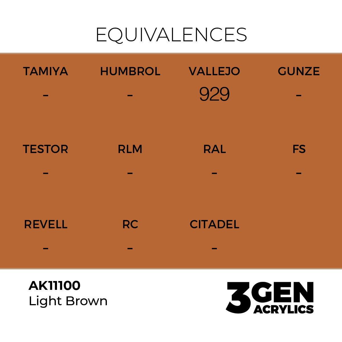 AK11100 - Light Brown 17ml - MARRÓN CLARO – ESTANDAR – 3GEN PINTURA ACRILICA