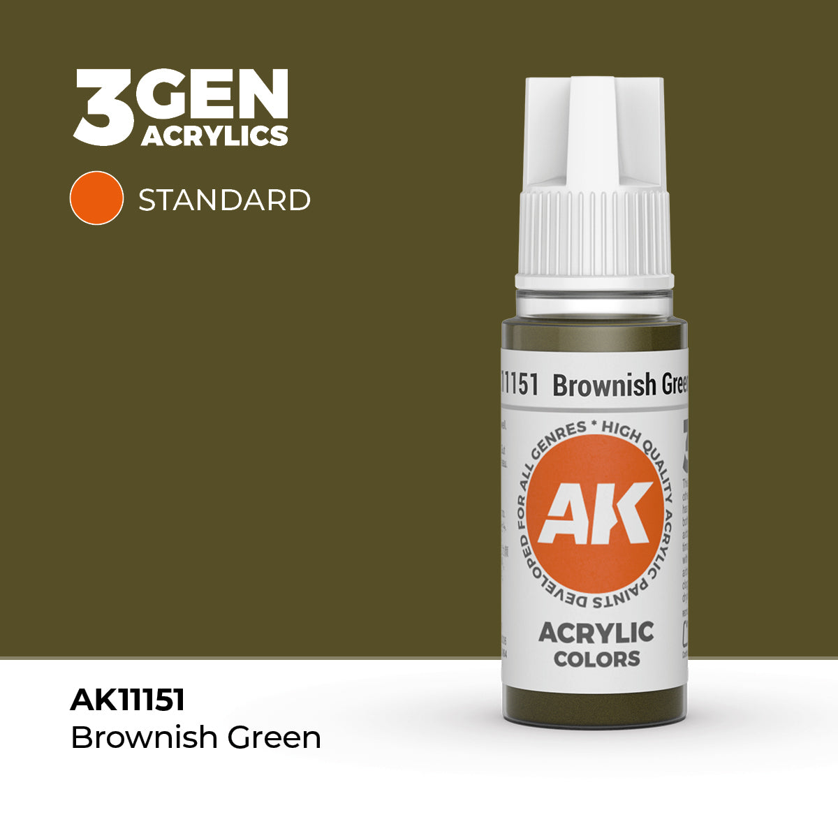 AK11151 - Brownish Green 17ml - VERDE AMARRONADO – ESTANDAR – 3GEN PINTURA ACRILICA