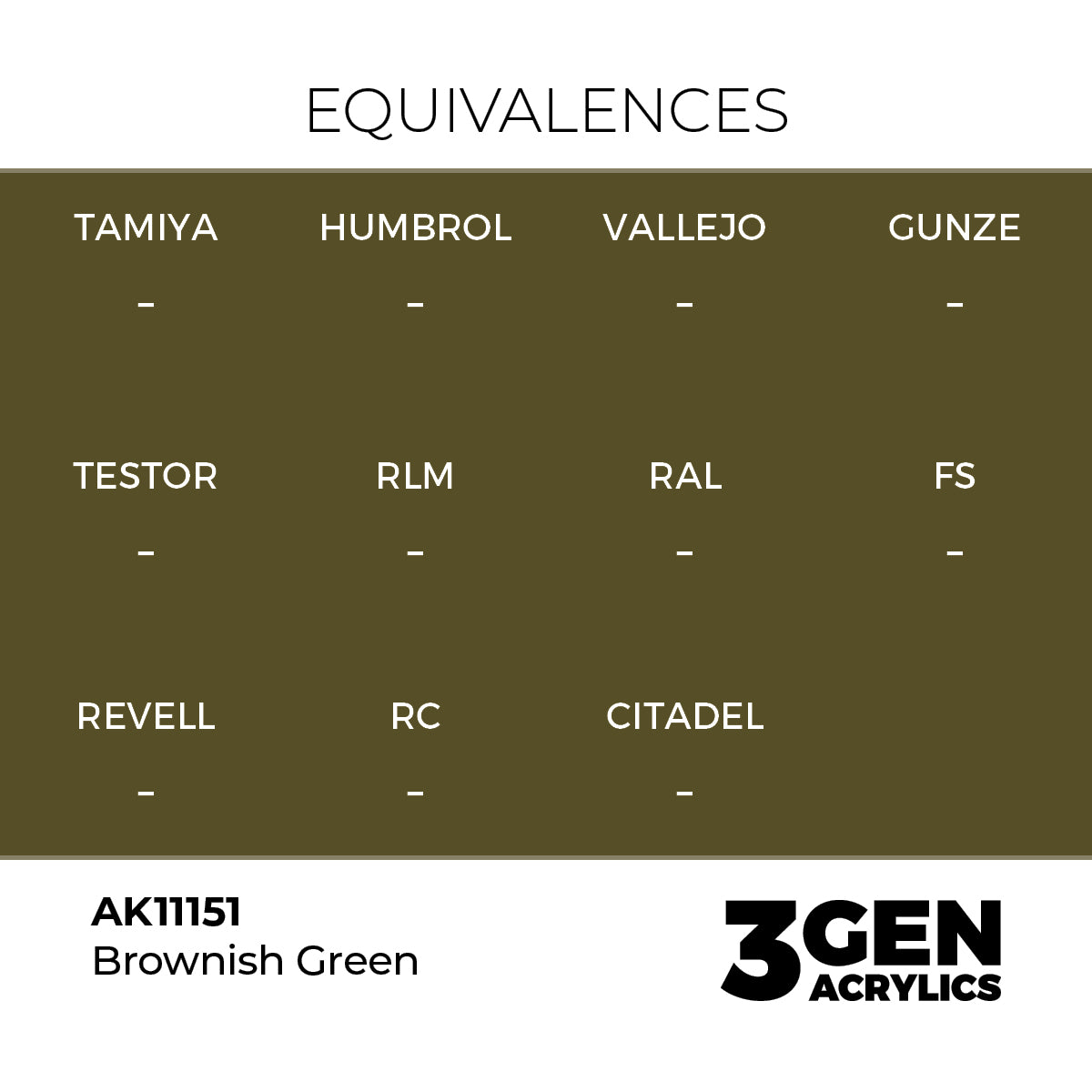 AK11151 - Brownish Green 17ml - VERDE AMARRONADO – ESTANDAR – 3GEN PINTURA ACRILICA