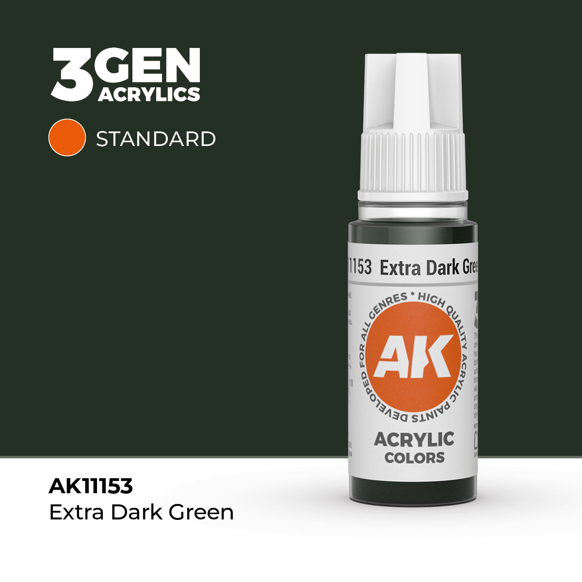 AK11153 - Extra Dark Green 17ml - VERDE EXTRA OSCURO – ESTANDAR – 3GEN PINTURA ACRILICA