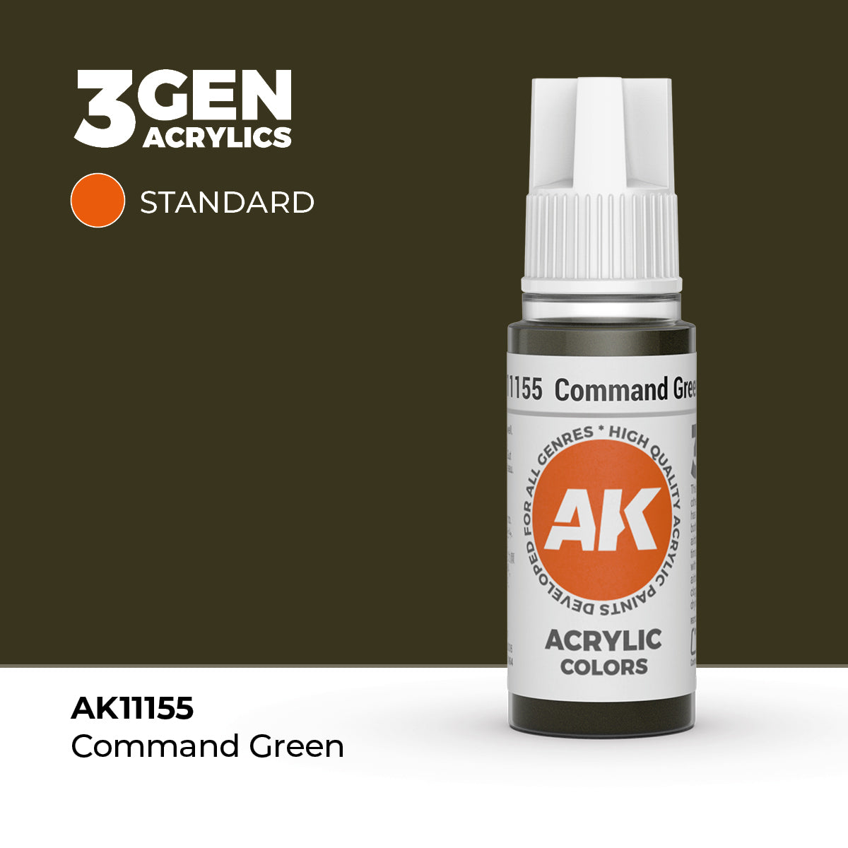 AK11155 - Command Green 17ml - VERDE COMANDO – ESTANDAR – 3GEN PINTURA ACRILICA