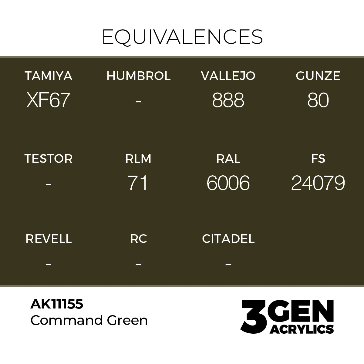 AK11155 - Command Green 17ml - VERDE COMANDO – ESTANDAR – 3GEN PINTURA ACRILICA