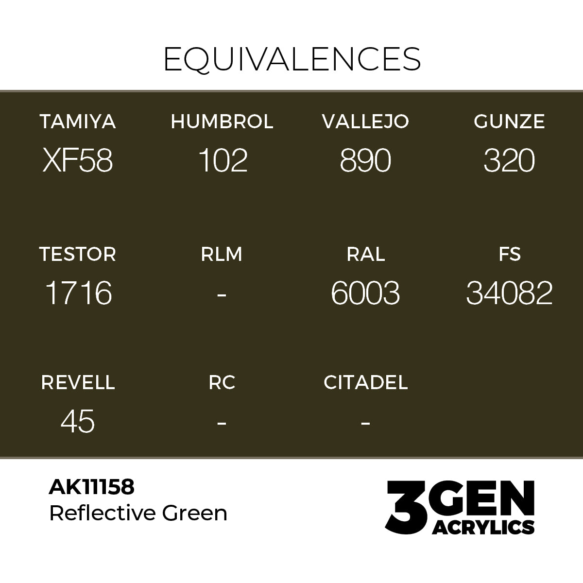AK11158 - Reflective Green 17ml - VERDE REFLECTANTE – ESTANDAR – 3GEN PINTURA ACRILICA