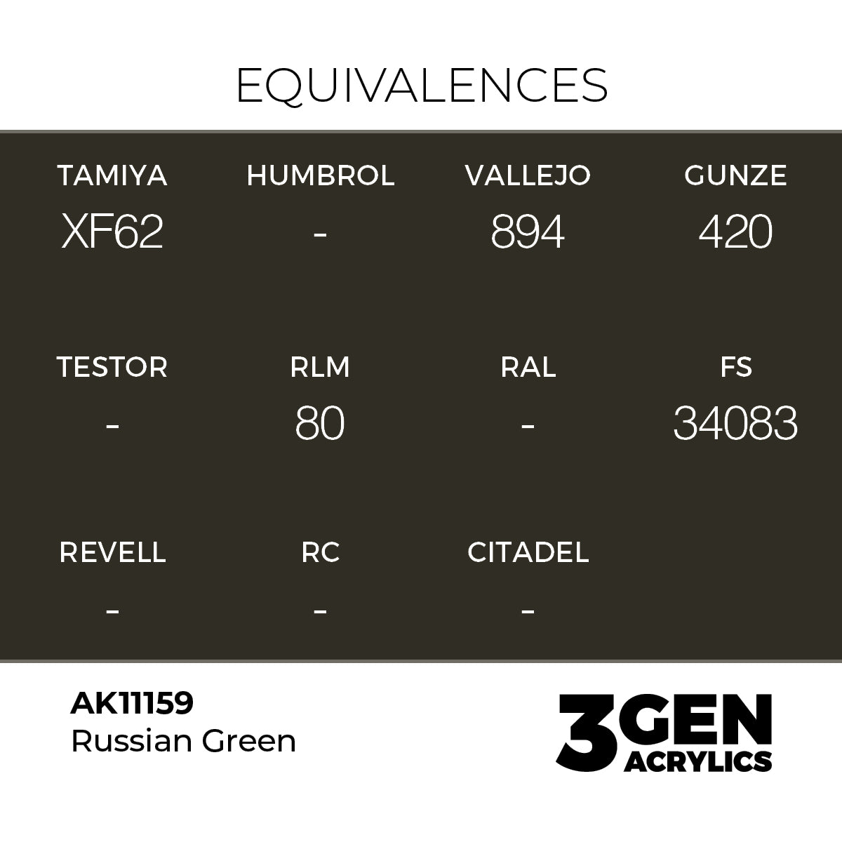 AK11159 - Russian Green 17ml - VERDE RUSO – ESTANDAR – 3GEN PINTURA ACRILICA
