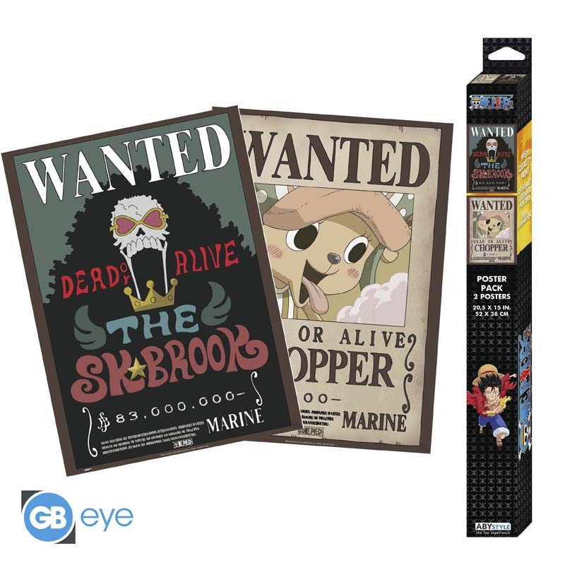 SET 2 CHIBI POSTERS WANTED CHOPPER & BROOK ONE PIECE