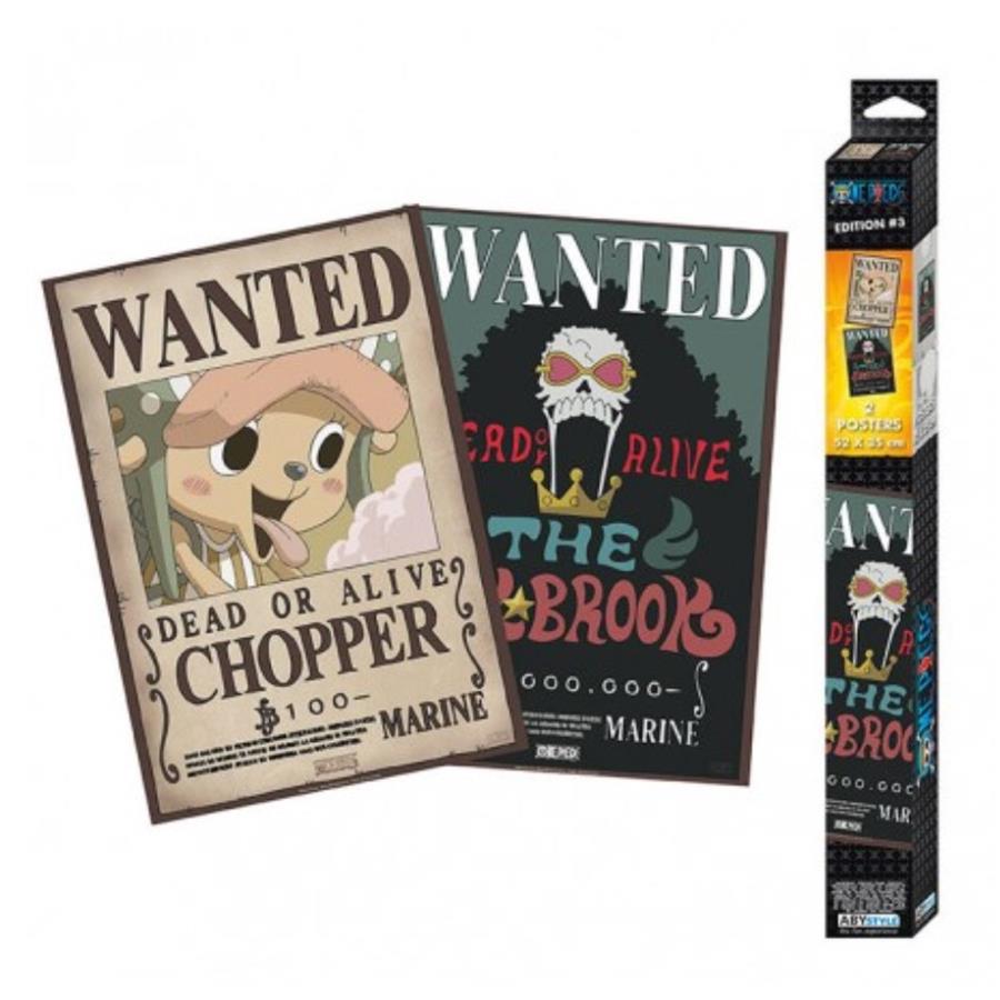 SET 2 POSTERS ONE PIECE WANTED BROOK & CHOPPER (52X38) | 3665361057475