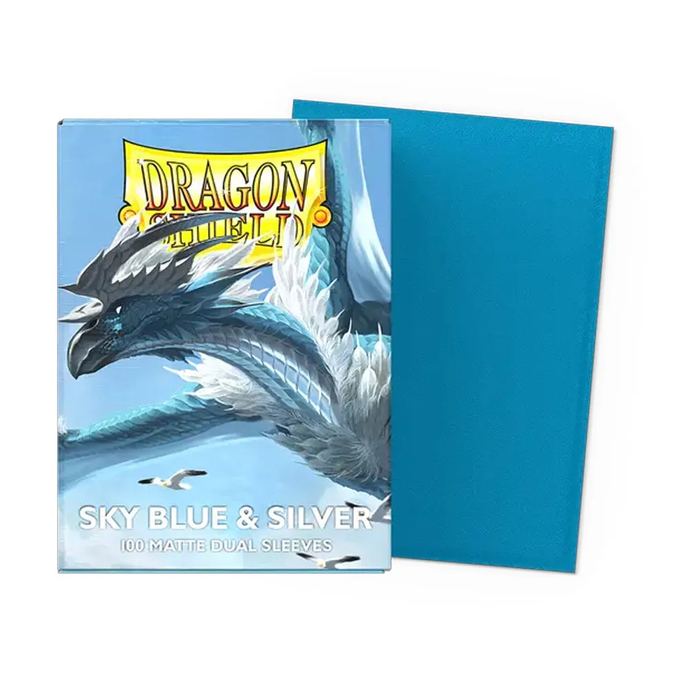 Dragon Shield Sleeves - Standard size - Matte Dual - Sky Blue & Silver (100 Sleeves)