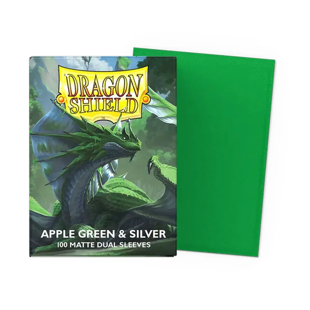 Dragon Shield Sleeves - Standard size - Matte Dual - Apple Green & Silver (100 Sleeves)