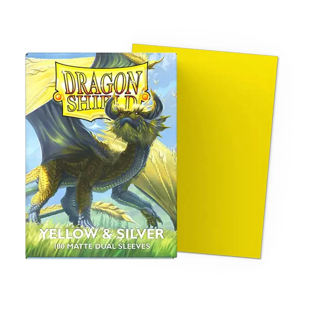 Dragon Shield Sleeves - Standard size - Matte Dual - Yellow & Silver (100 Sleeves)
