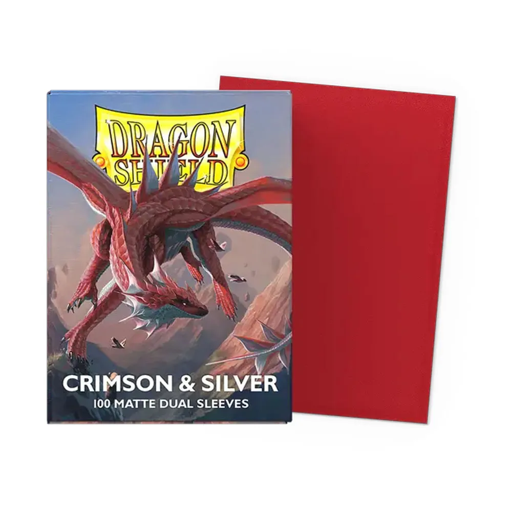 Dragon Shield Sleeves - Standard size - Matte Dual - Crimson & Silver (100 Sleeves)