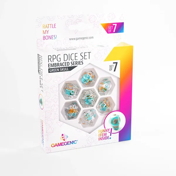 [4251715404874] Green Skull RPG Dice Set (7pcs)